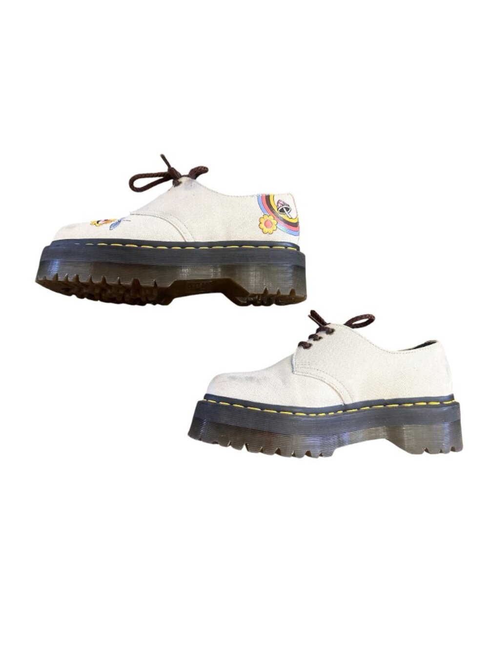 Dr Martens 1461 Quad Retro Ray Canvas Platform Oxford Shoes Womens 8 Embroidery - Picture 15 of 16